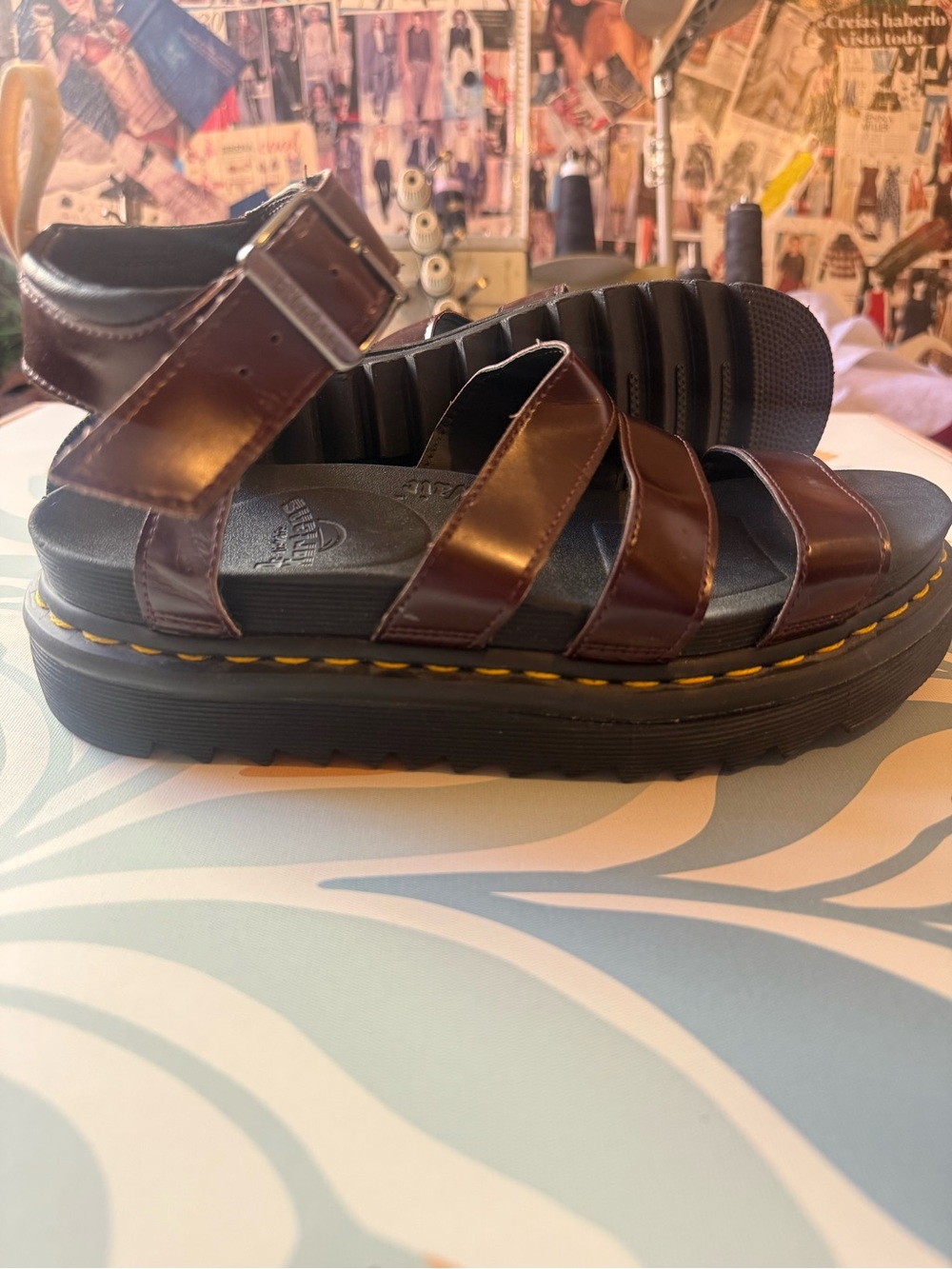 Dr. Martens Women's Gladiator-Style Platform Sandal - Cherry/Deep Red